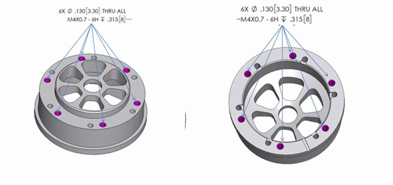 different holes in the disc parts