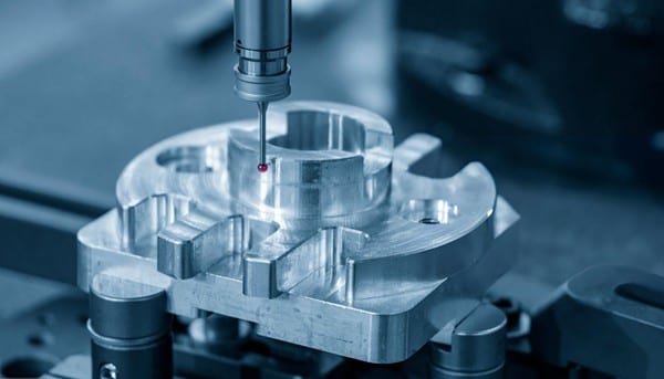 inspecting CNC machined part