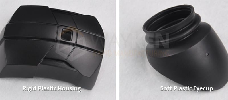 rigid plastic housing and soft plastic eyecup