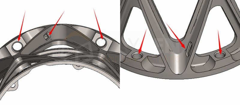 sidewall holes and end holes chamfer
