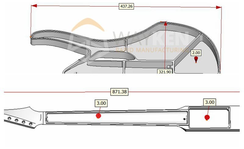 thin wall in the part of cnc guitar