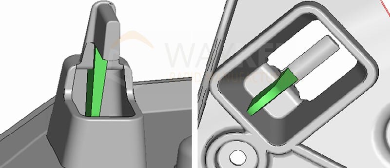 undercuts in the car bracket