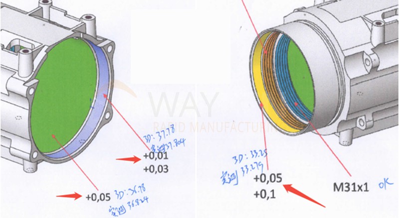 2D drawing with hole and draft tolerances