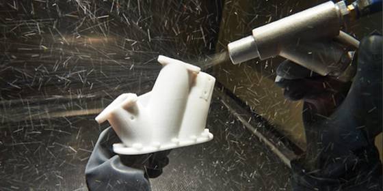blasting process on a 3d printed part