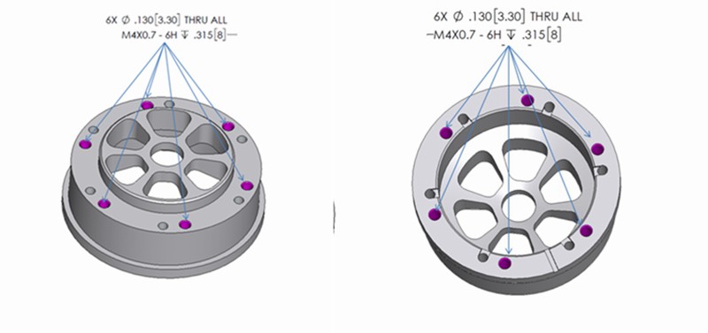different holes in the disc parts