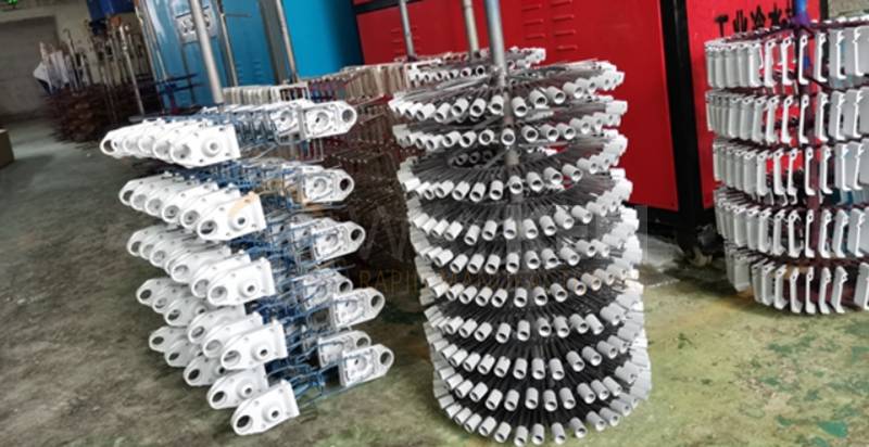 headphone parts are mounted on racks