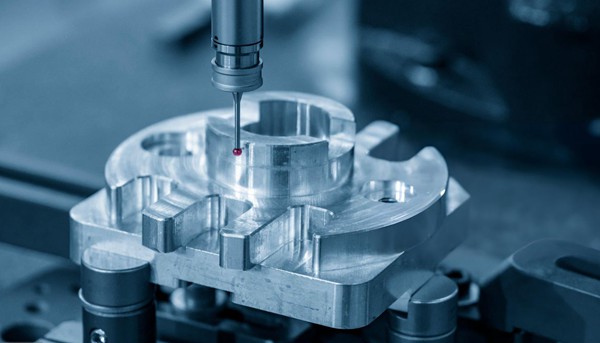 inspecting CNC machined part