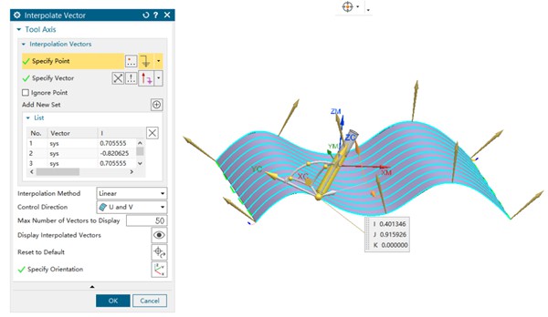 manually define tool axis vector