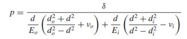 pressure at the mating interface formula