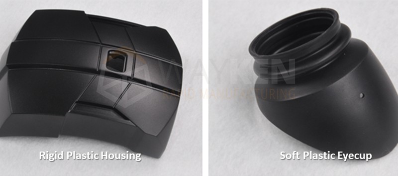 rigid plastic housing and soft plastic eyecup