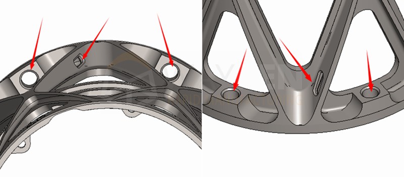 sidewall holes and end holes chamfer