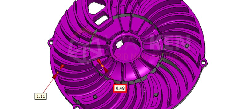 thin and uneven walls on the turbine