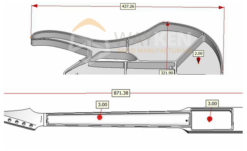 thin wall in the part of cnc guitar
