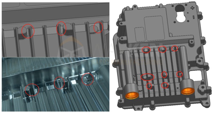 thread pillars on surface A and fins