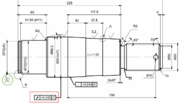 tolerancing in the shaft manufacturing