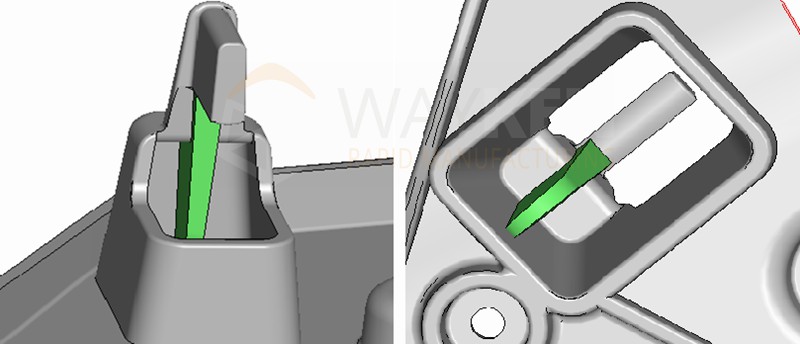 undercuts in the car bracket